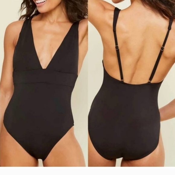 NAVY Ande Swim Long Torso Sardinia Navy 1pc Swimsuit sz Small Tall A0083 - Picture 2 of 3